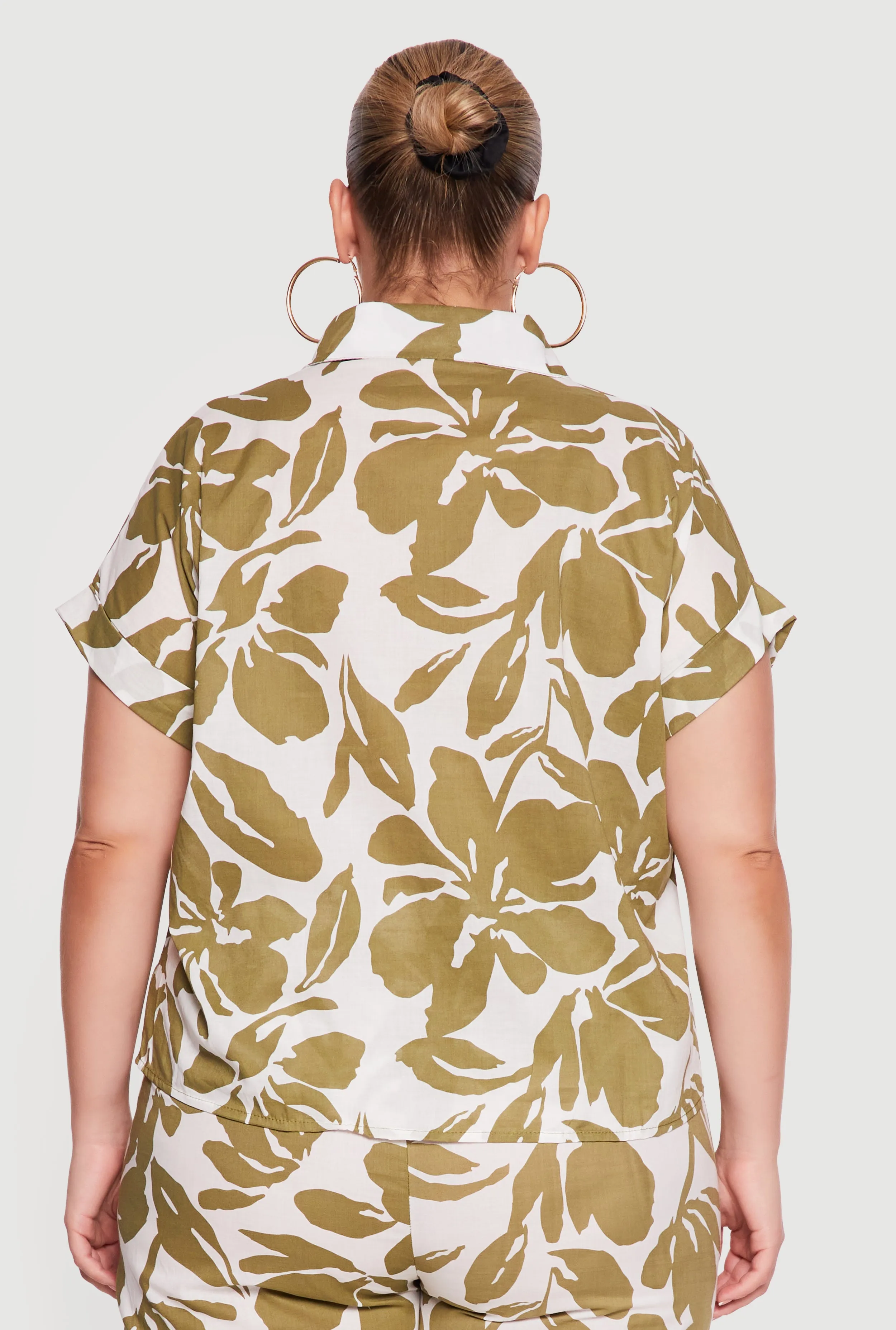 Plus Size Floral Print Button Front Shirt sold by Rainbow product image thumbnail 5