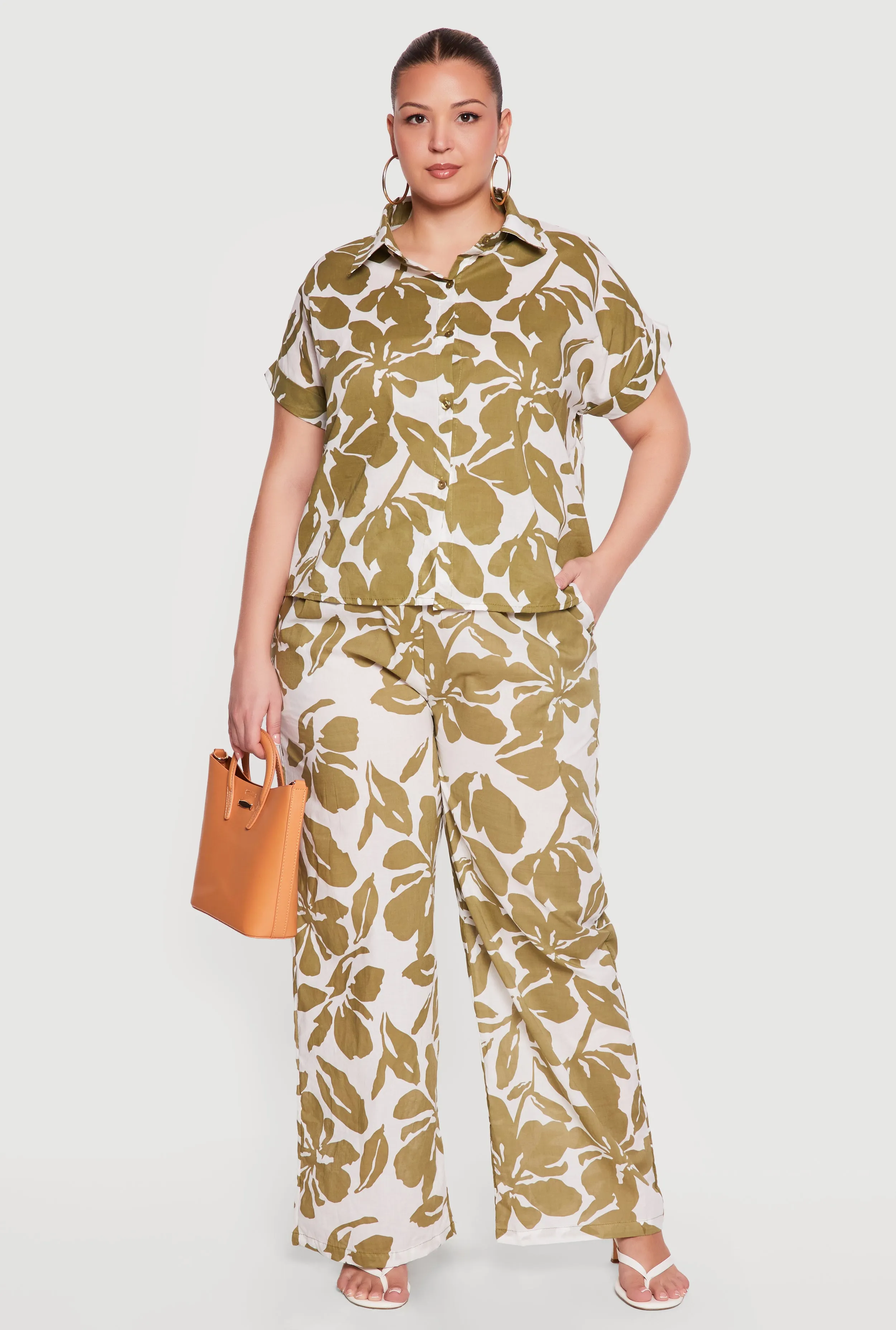 Plus Size Floral Print Button Front Shirt sold by Rainbow product image thumbnail 2