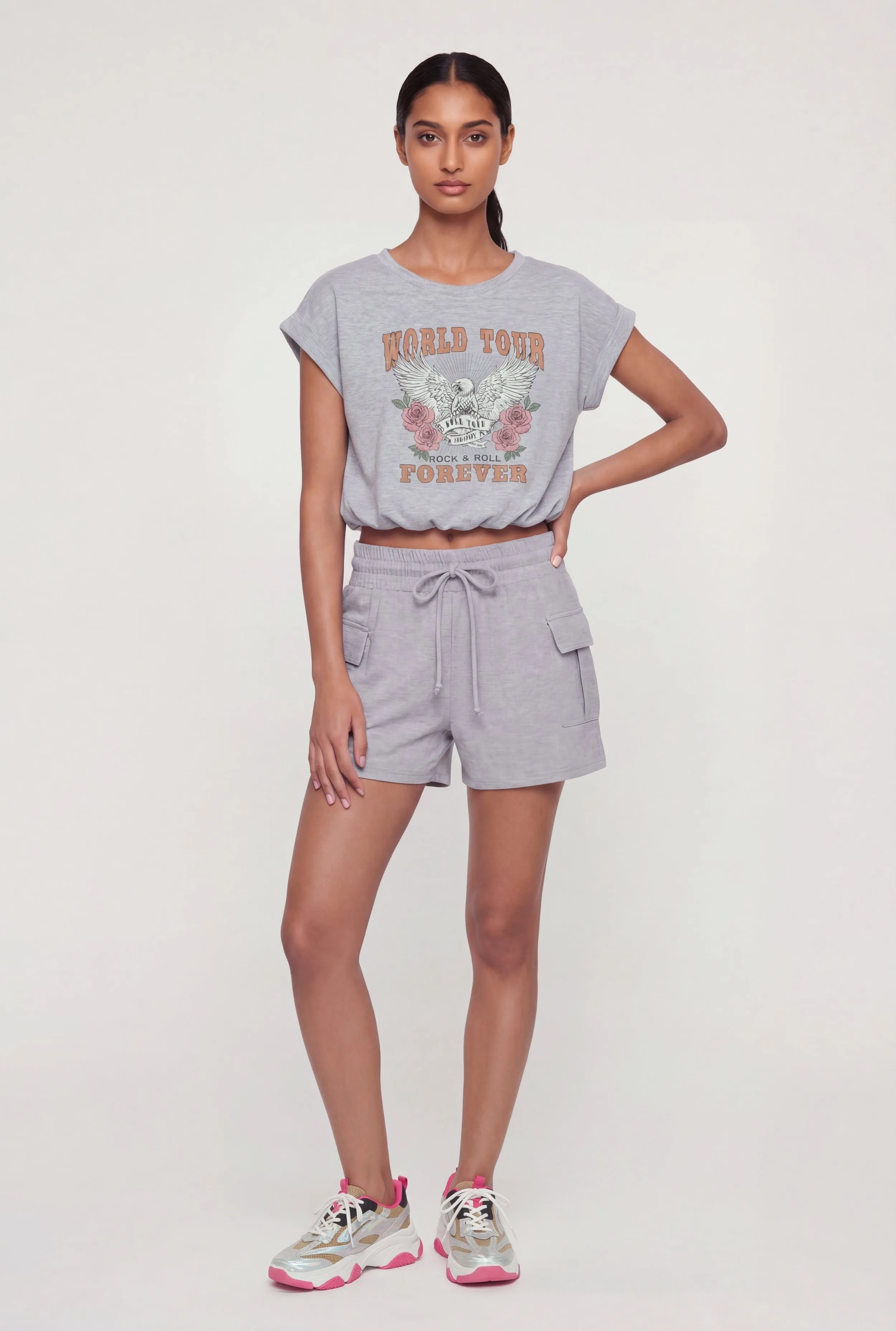 Cargo Pocket Drawstring Waist Shorts sold by Rainbow