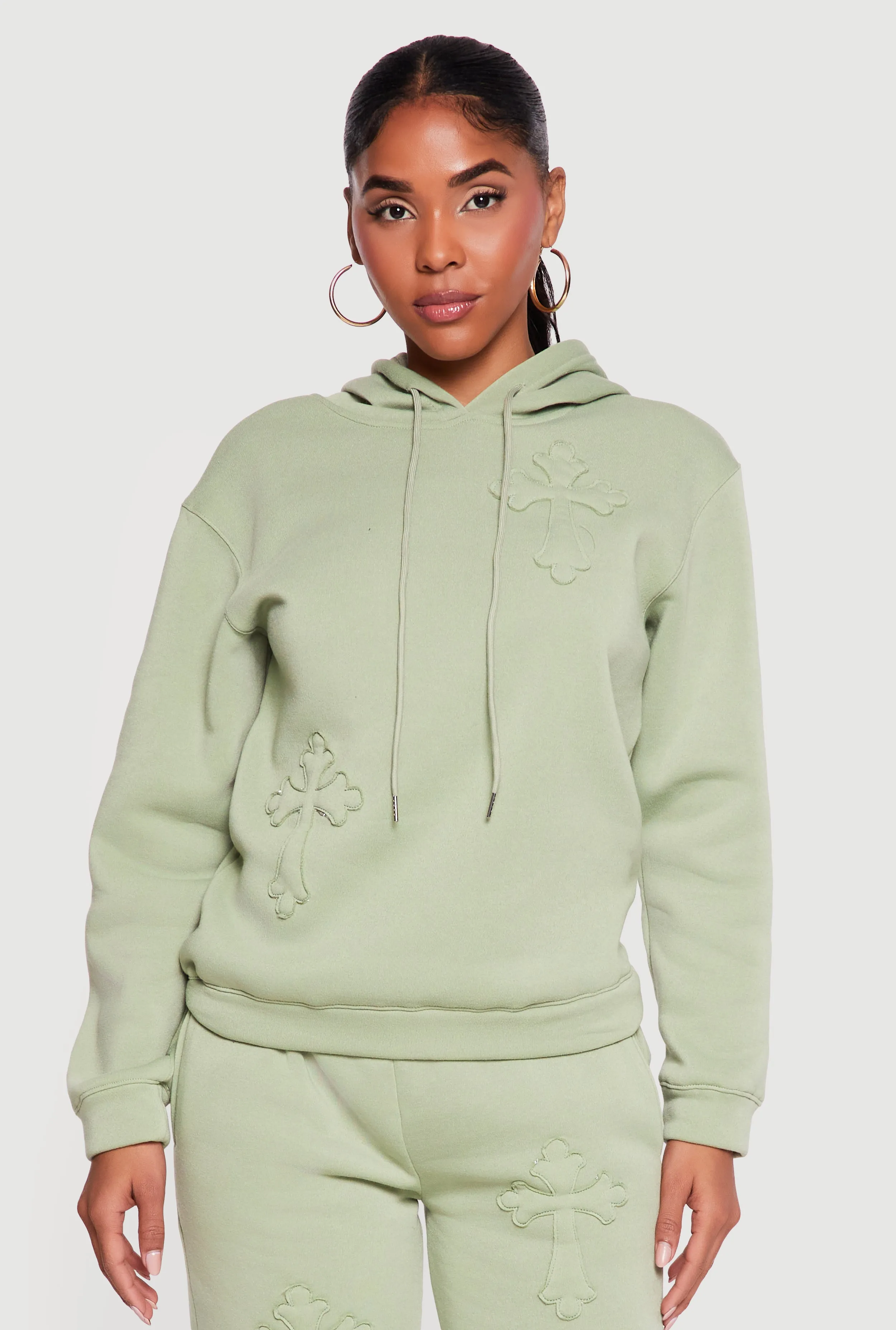 Cross Applique Hooded Pullover Sweatshirt sold by Rainbow product image thumbnail 2