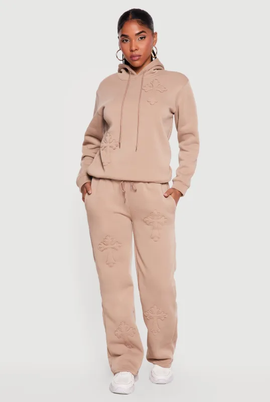 Cross Applique Drawstring Waist Sweatpants made by Rainbow