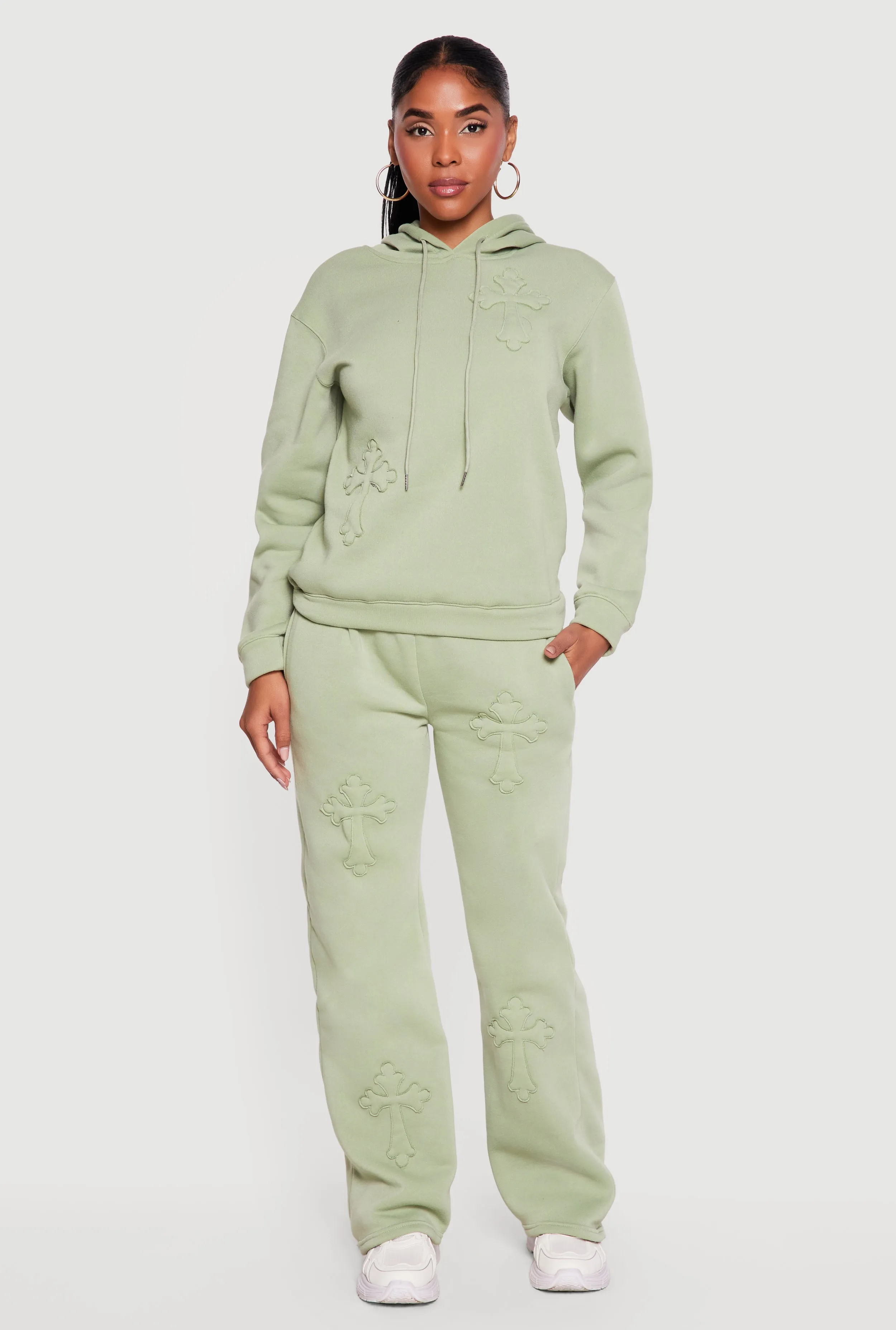 Cross Applique Drawstring Waist Sweatpants sold by Rainbow