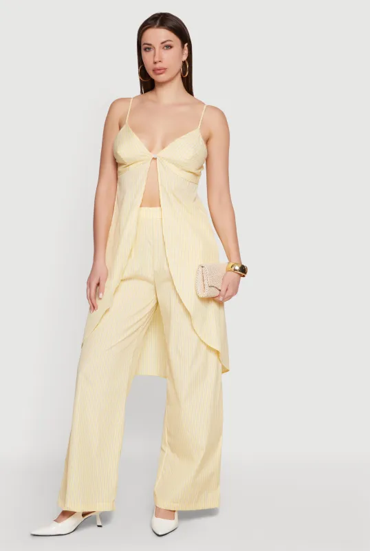 Striped Poplin Pull On Wide Leg Pants made by Rainbow