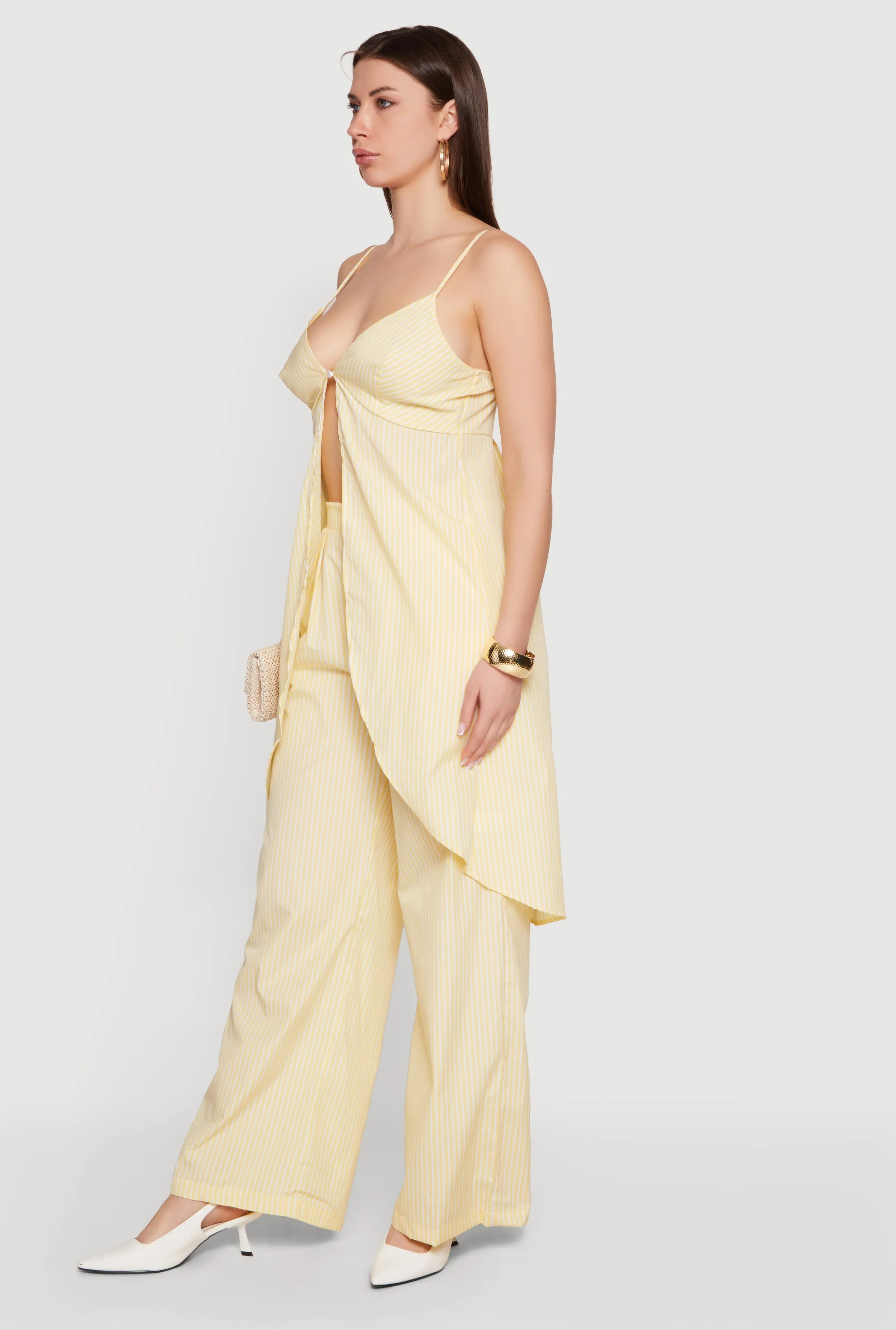 Striped Poplin One Button Flyaway Maxi Cami Top sold by Rainbow product image thumbnail 3