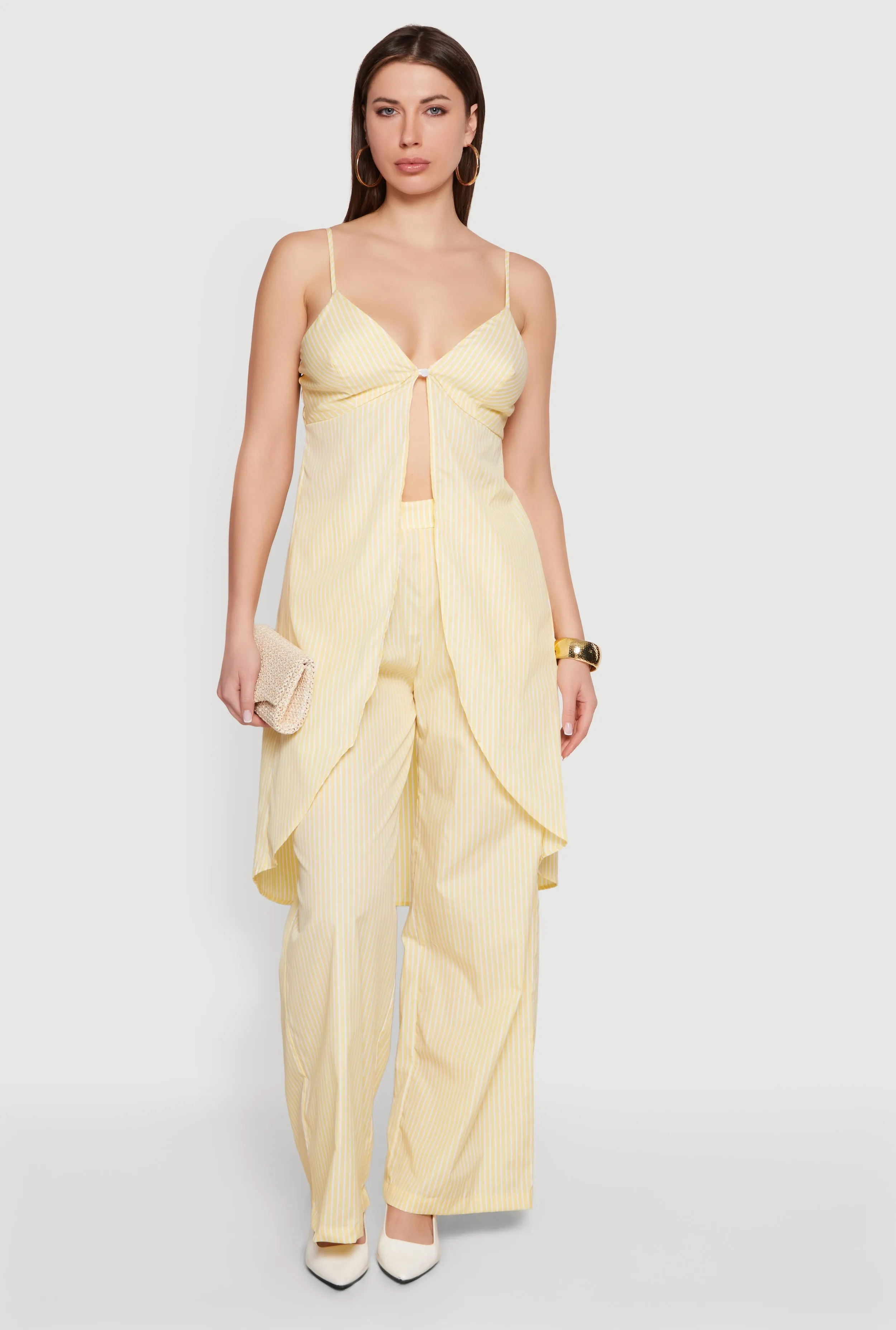 Striped Poplin One Button Flyaway Maxi Cami Top sold by Rainbow product image thumbnail 2