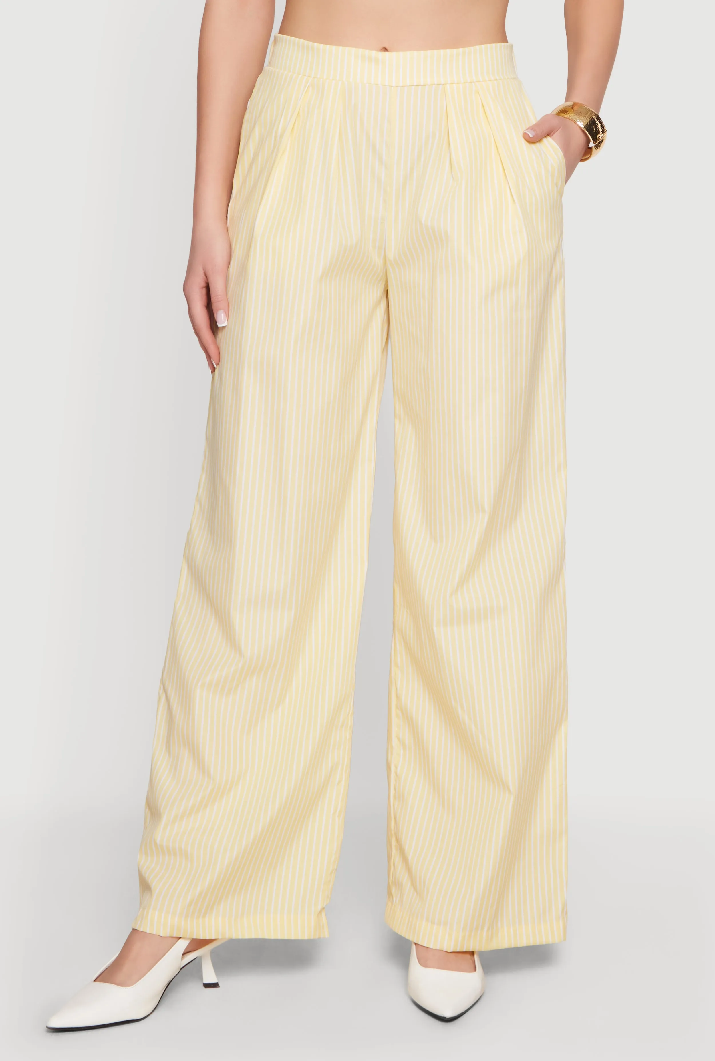 Striped Poplin Pull On Wide Leg Pants sold by Rainbow product image thumbnail 3
