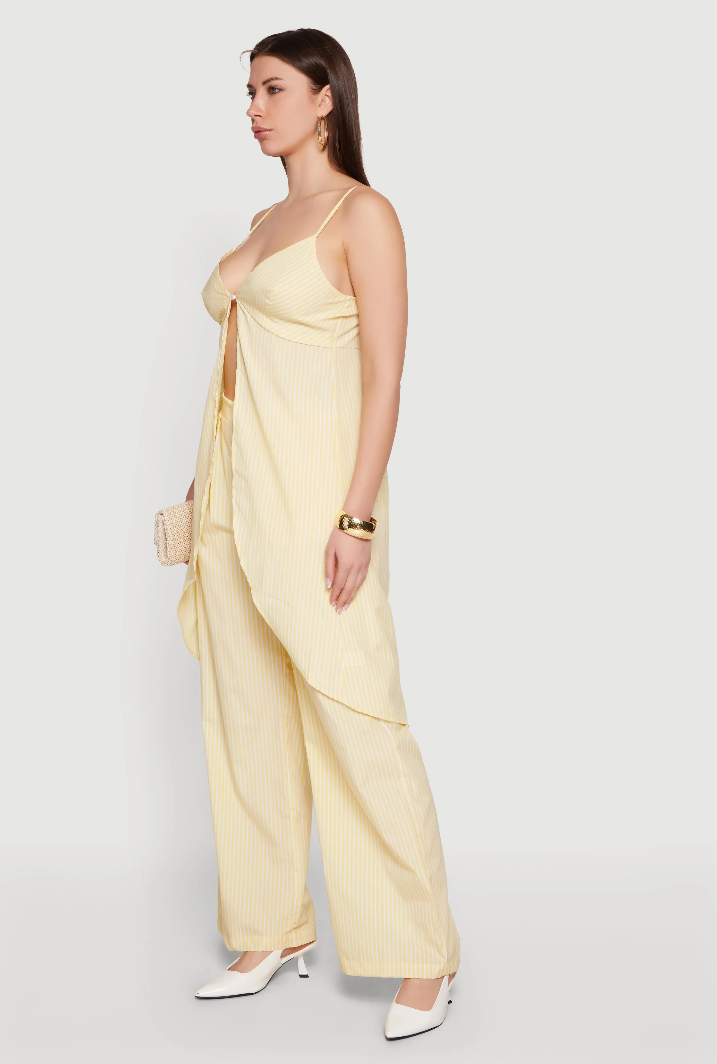 Striped Poplin Pull On Wide Leg Pants sold by Rainbow product image thumbnail 2