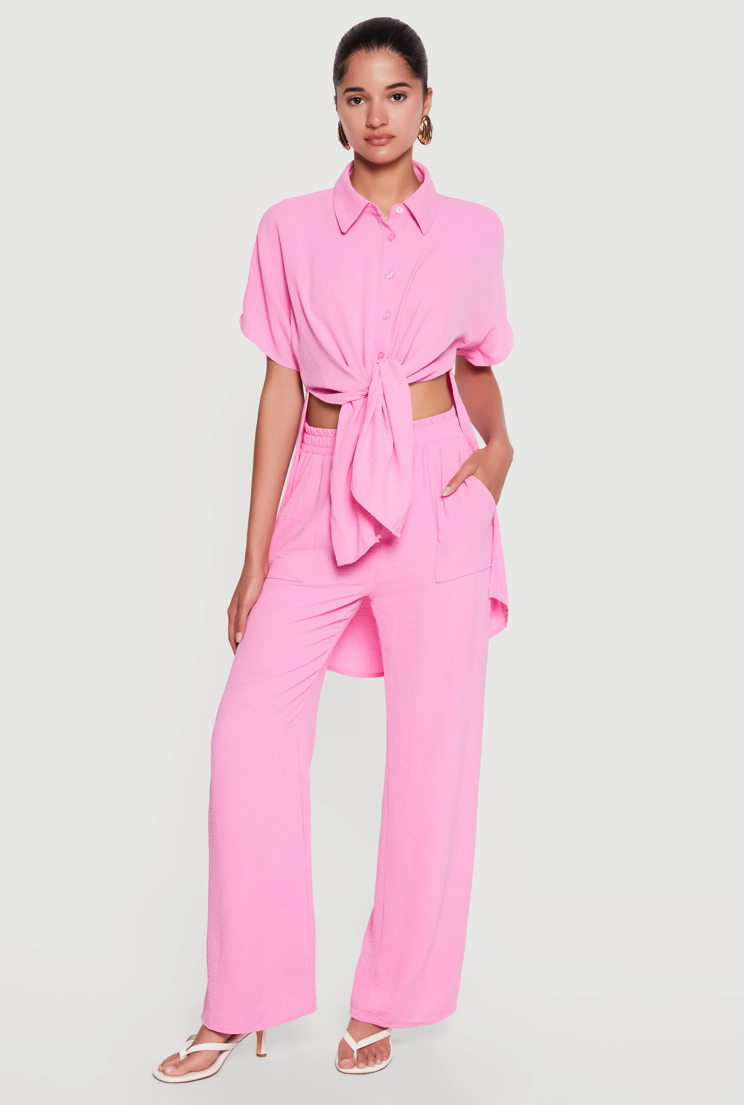 Crepe Knit Drawstring Detail Wide Leg Pants sold by Rainbow product image thumbnail 2