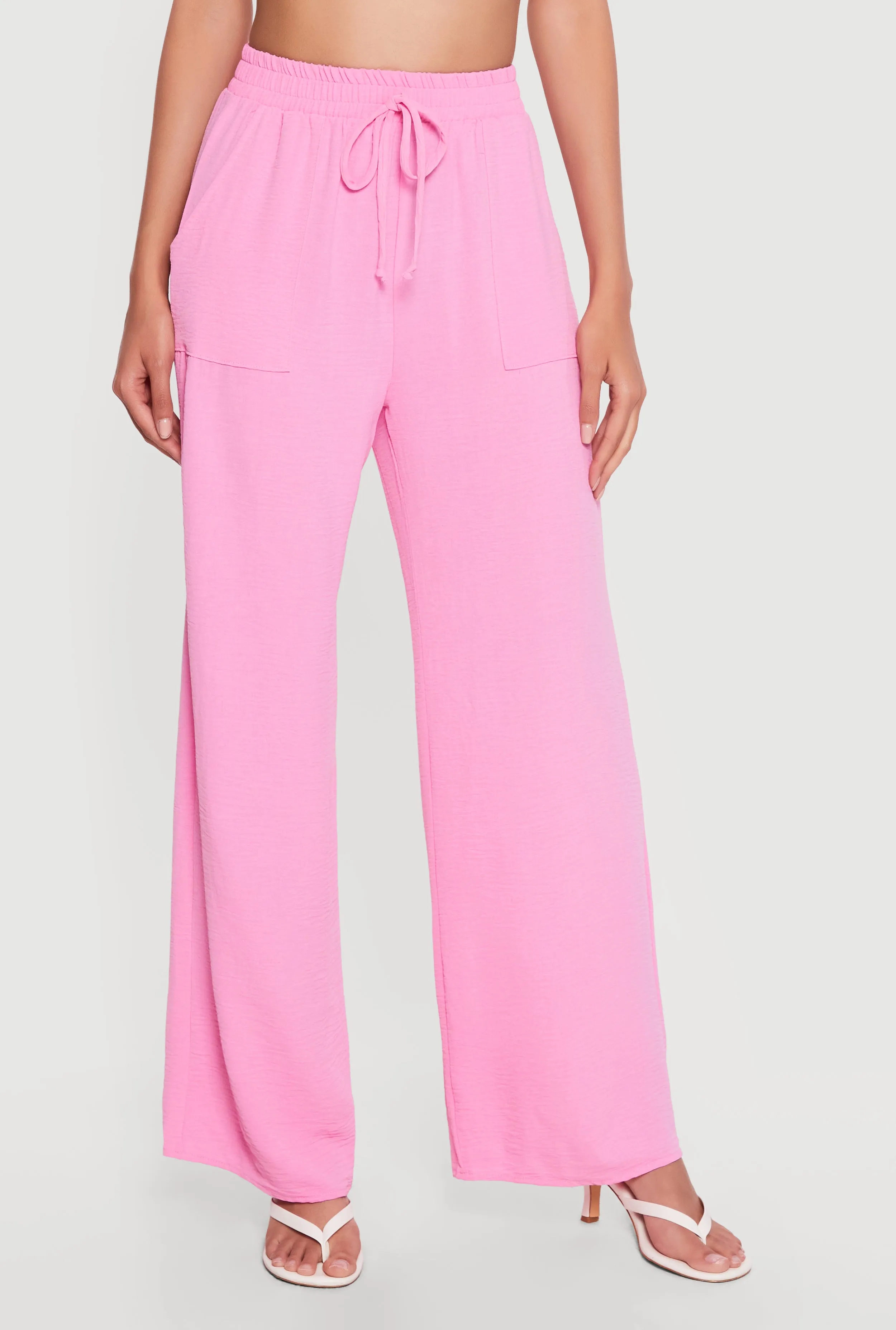 Crepe Knit Drawstring Detail Wide Leg Pants sold by Rainbow product image thumbnail 3