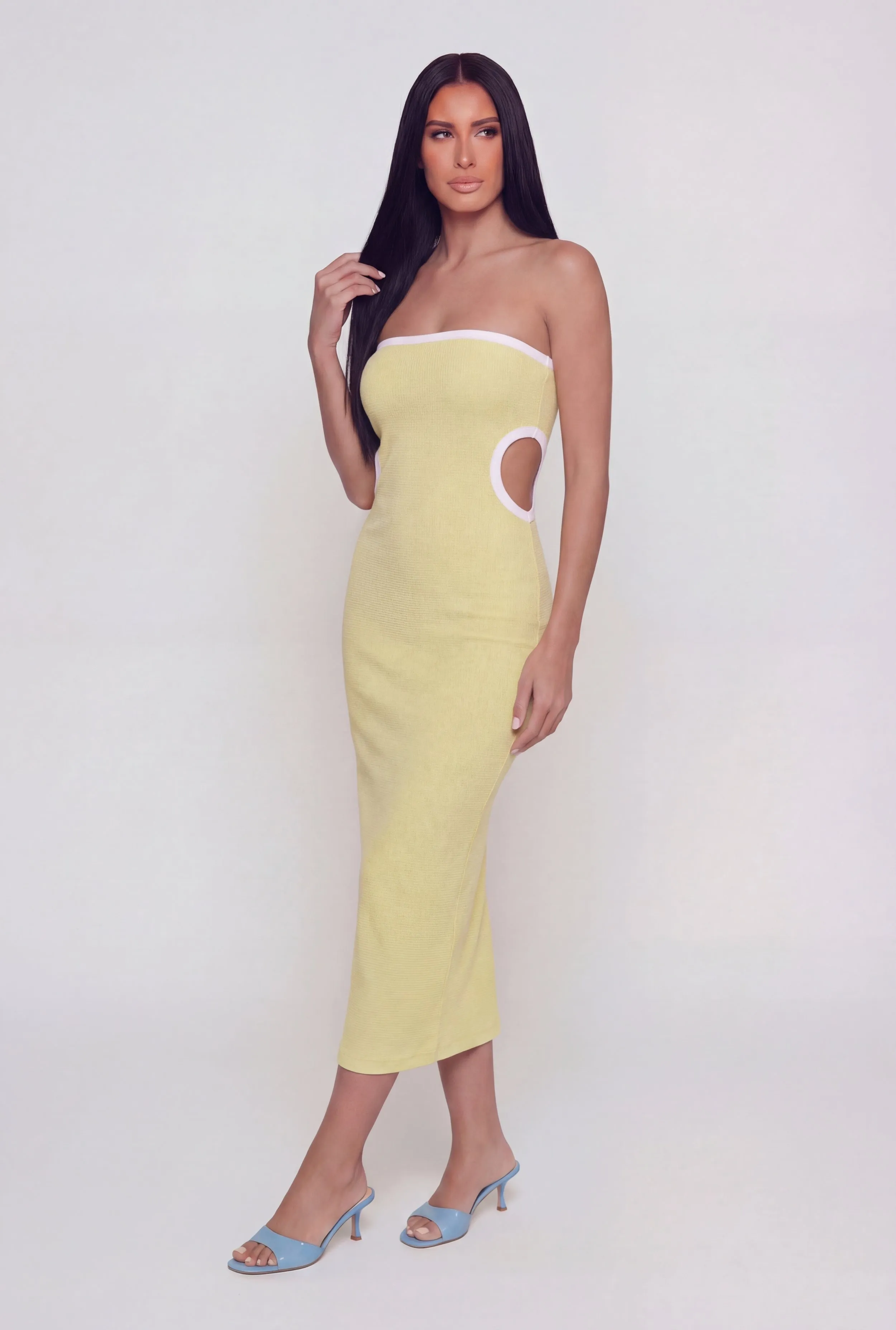 Contrast Trim Cutout Side Tube Midi Dress sold by Rainbow product image thumbnail 2