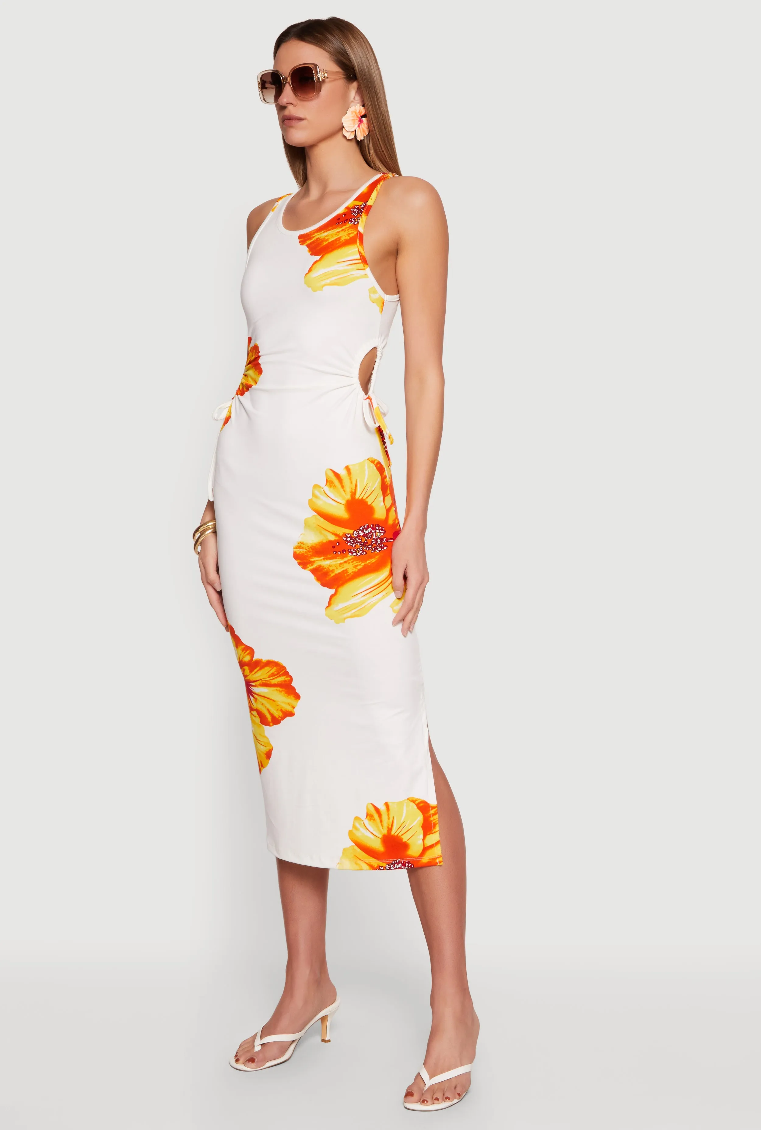 Floral Drawstring Keyhole Side Tank Dress sold by Rainbow product image thumbnail 2