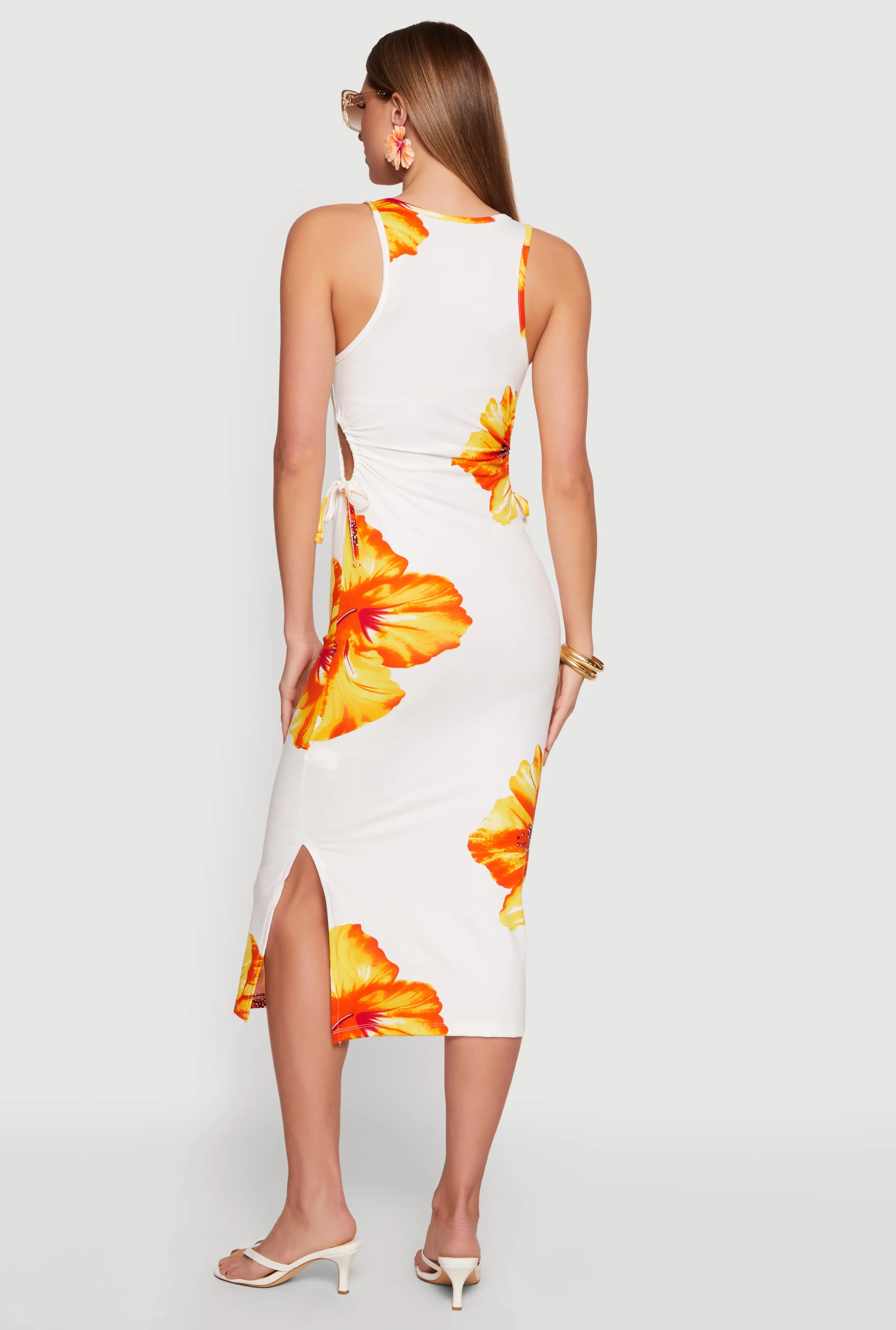 Floral Drawstring Keyhole Side Tank Dress sold by Rainbow product image thumbnail 3