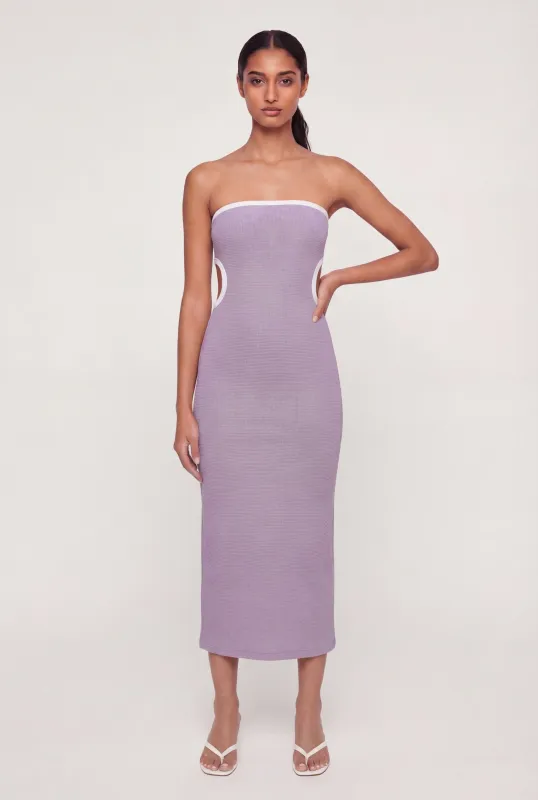 Contrast Trim Cutout Side Tube Midi Dress made by Rainbow