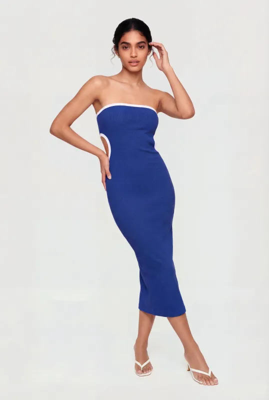 Contrast Trim Cutout Side Tube Midi Dress made by Rainbow