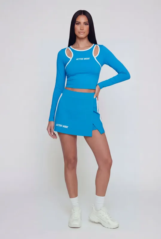Active Mode Graphic Faux Wrap Front Skort made by Rainbow