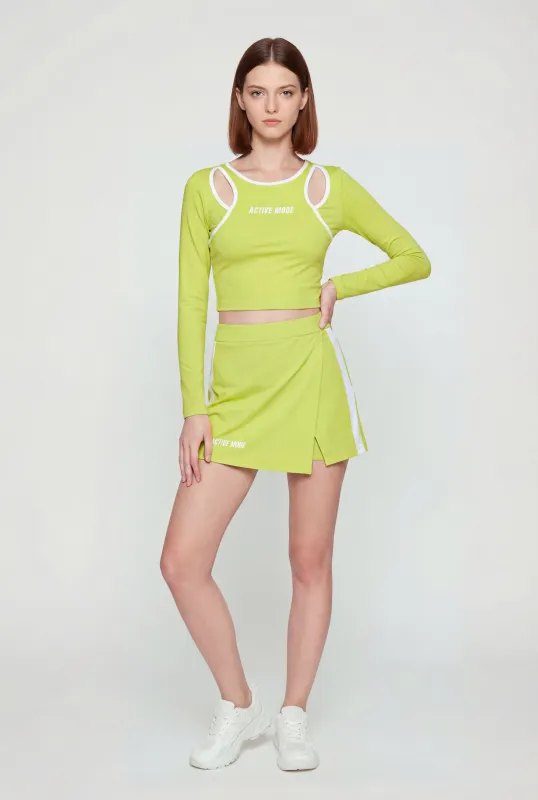 Active Mode Graphic Faux Wrap Front Skort made by Rainbow