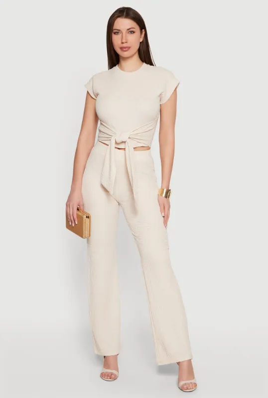 Textured Knit Straight Leg Casual Pants made by Rainbow