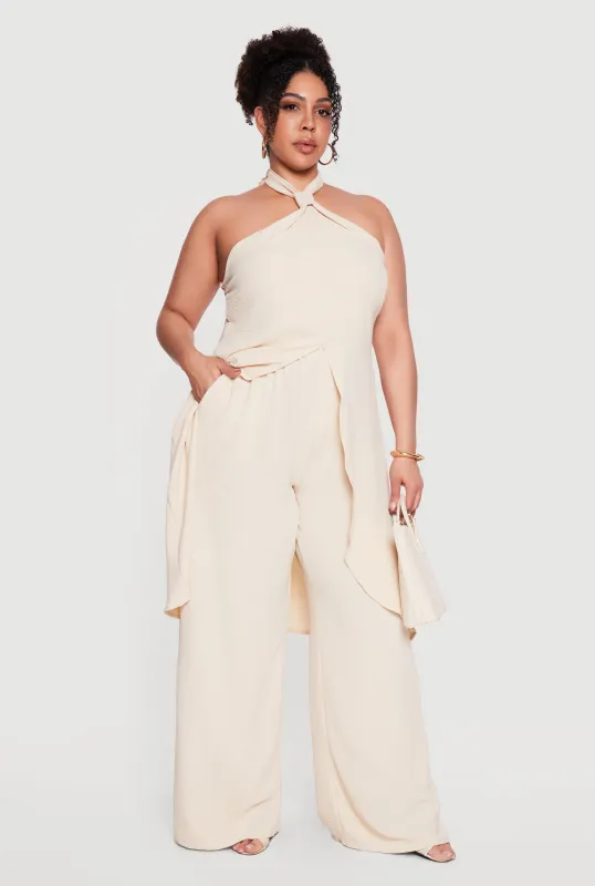 Plus Size Wide Leg High Waisted Dress Pants made by Rainbow