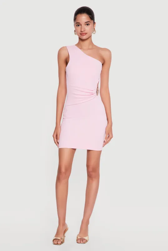 One Shoulder Side Cutout Mini Dress with Metallic Seashell made by iris