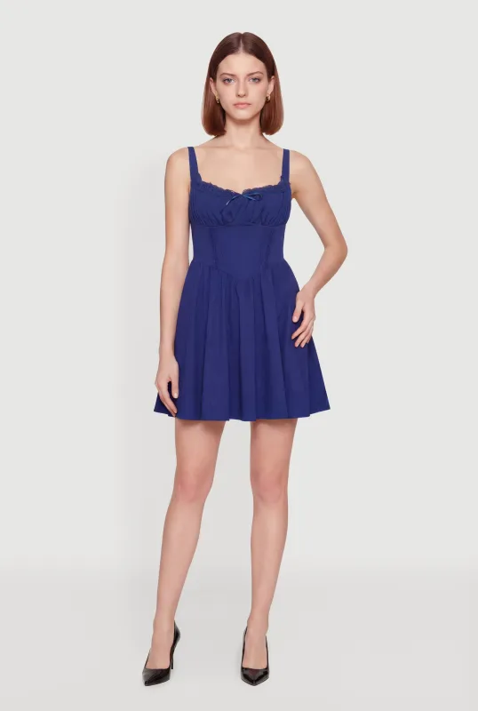 Drawstring Front Bustier Skater Dress made by iris