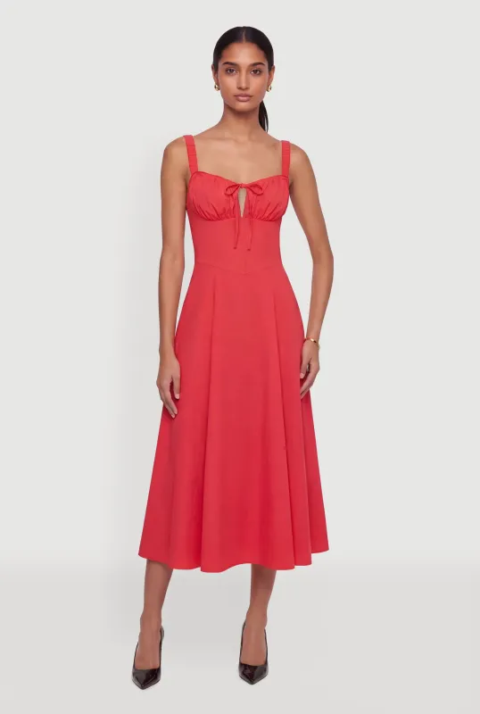 Drawstring Keyhole Lace Up Back Bustier Dress made by iris