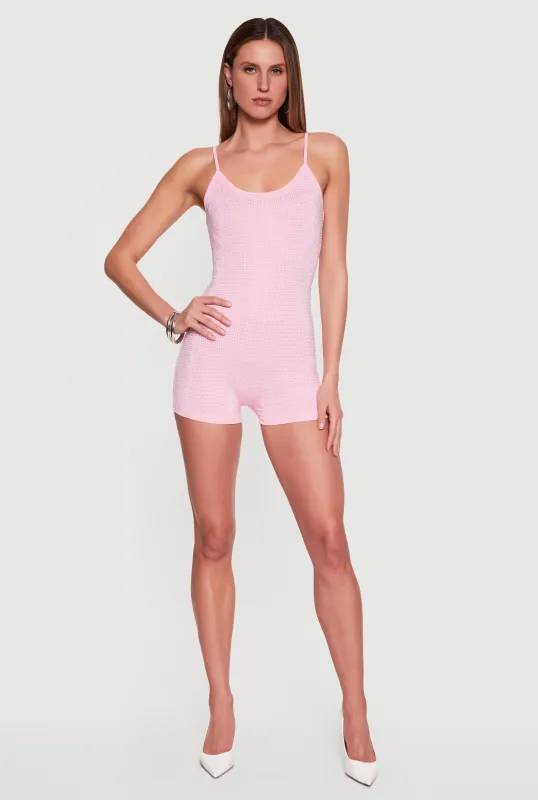 Spaghetti Strap Rhinestone Detail Romper made by Daisy