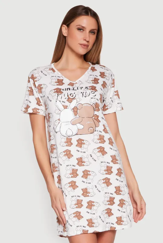 Shut Up and Hug Me Graphic Sleepshirt made by Rainbow