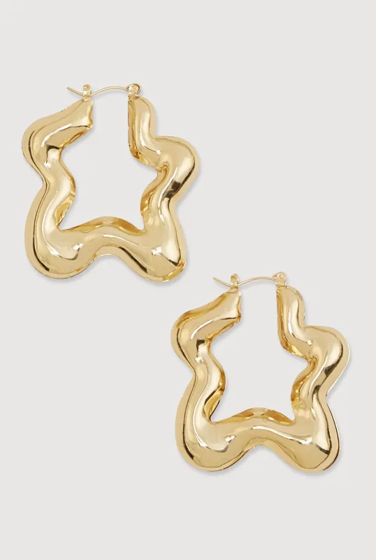 Metallic Wavy Star Hoop Earrings made by Rainbow