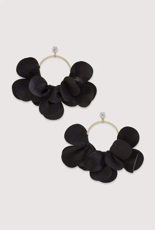 Fabric Floral Petal Hoop Earrings made by Rainbow