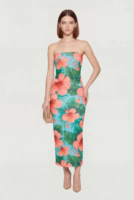 Floral Print Tube Maxi Dress made by Rainbow