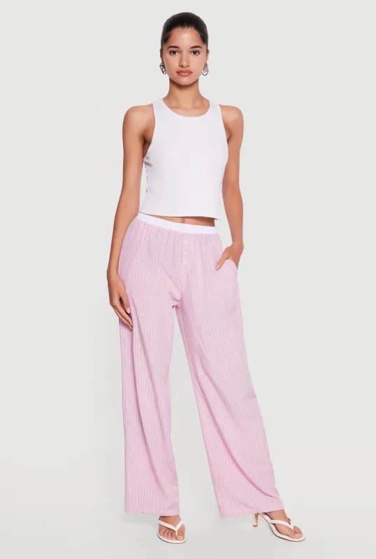 Striped Pull On Wide Leg Pants made by Rainbow