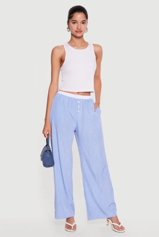 Striped Pull On Wide Leg Pants made by Rainbow