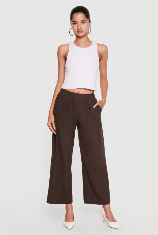 High Waisted Pleated Front Wide Leg Pants made by Rainbow