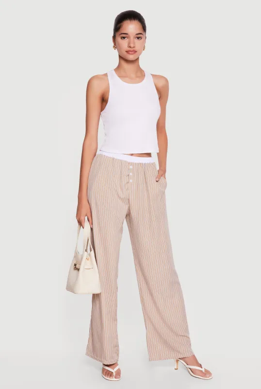 Striped Pull On Wide Leg Pants made by Rainbow