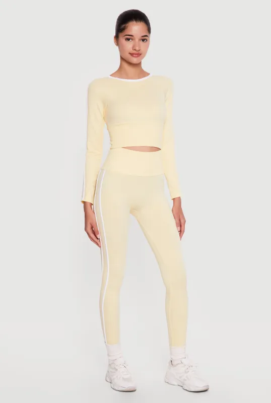 Varsity Stripe Side Seamless Leggings made by Rainbow