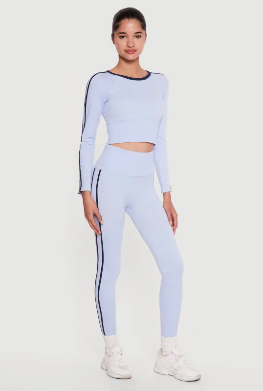 Varsity Stripe Side Seamless Leggings made by Rainbow