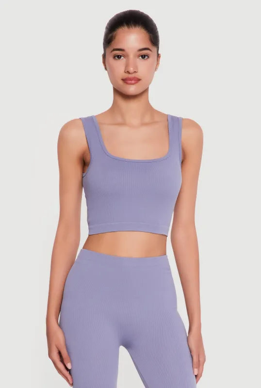 Seamless Rib Knit Cropped Tank Top made by Rainbow