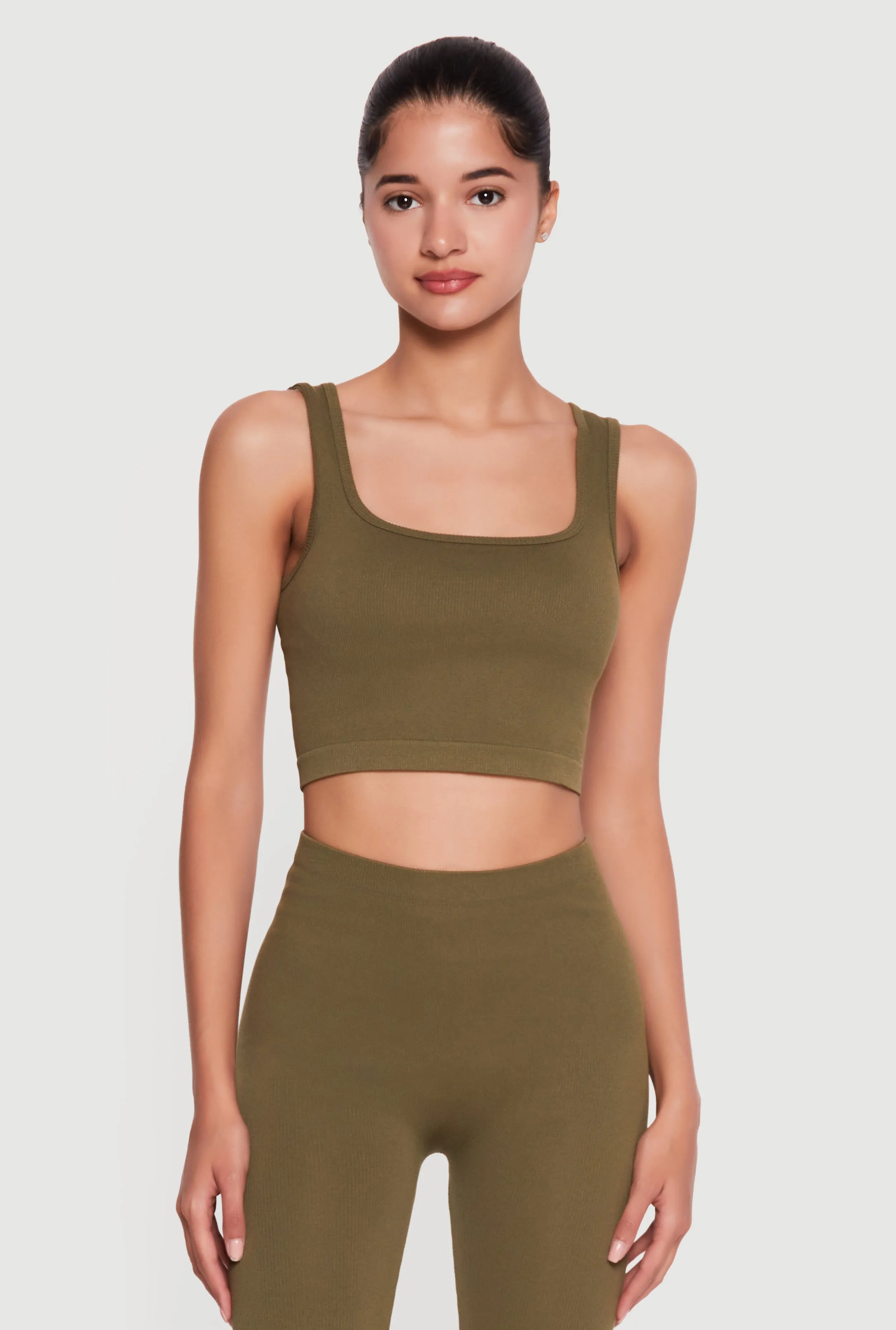 Seamless Rib Knit Cropped Tank Top sold by Rainbow