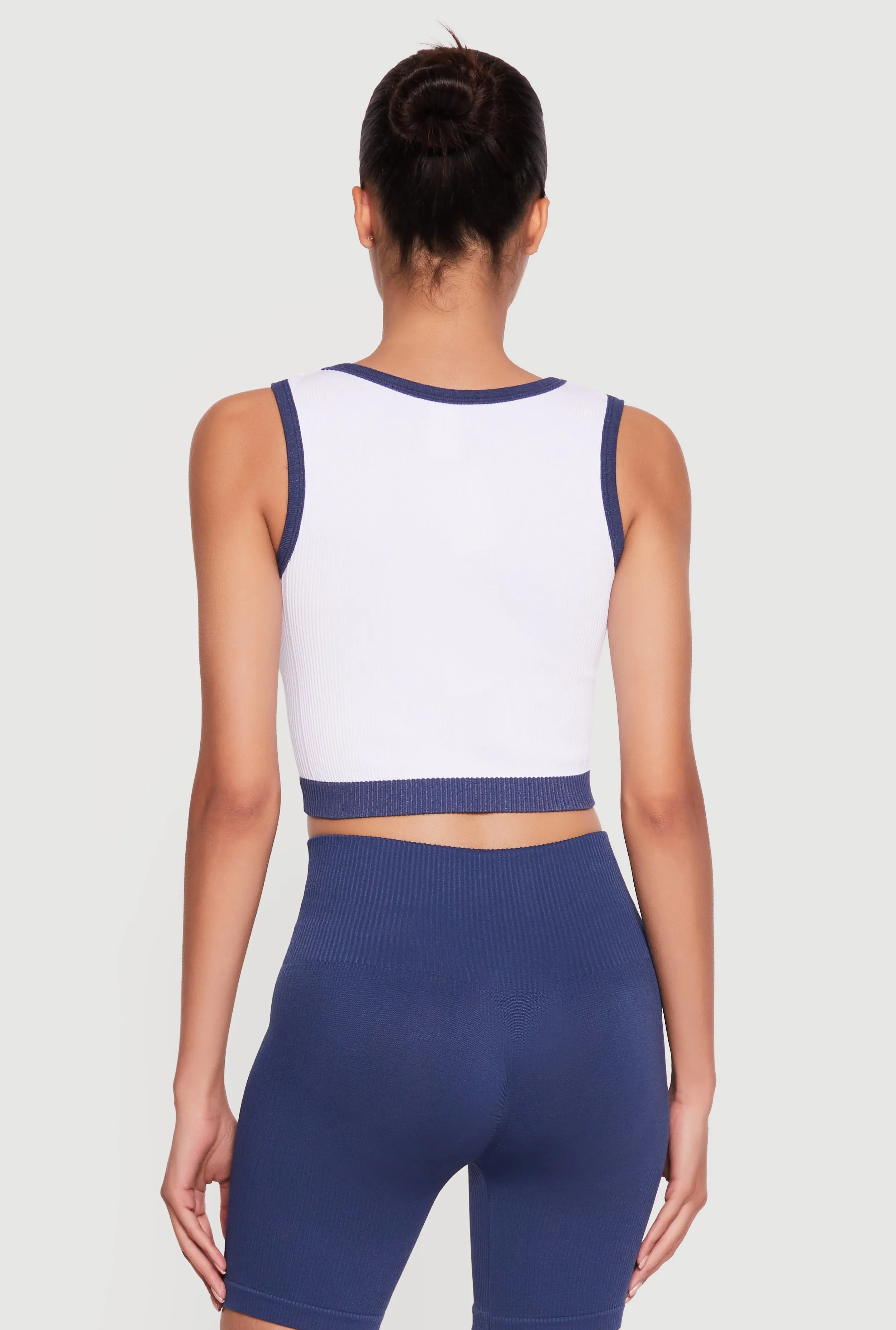 Contrast Trim Seamless Ribbed Cropped Tank Top sold by Rainbow product image thumbnail 5