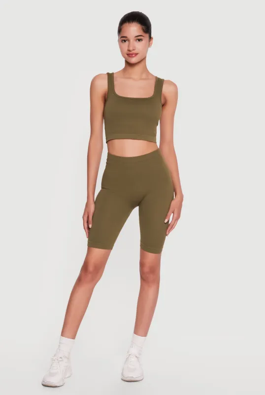 Seamless Rib Knit Bike Shorts made by Rainbow