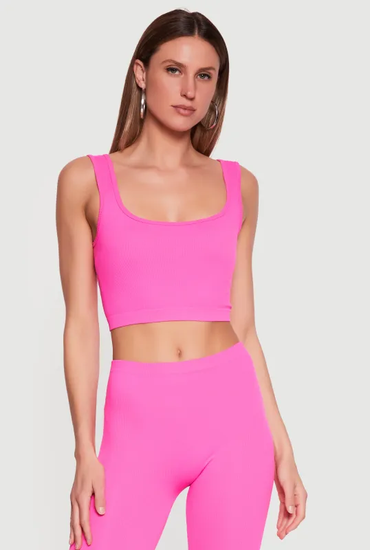 Seamless Rib Knit Cropped Tank Top made by Rainbow