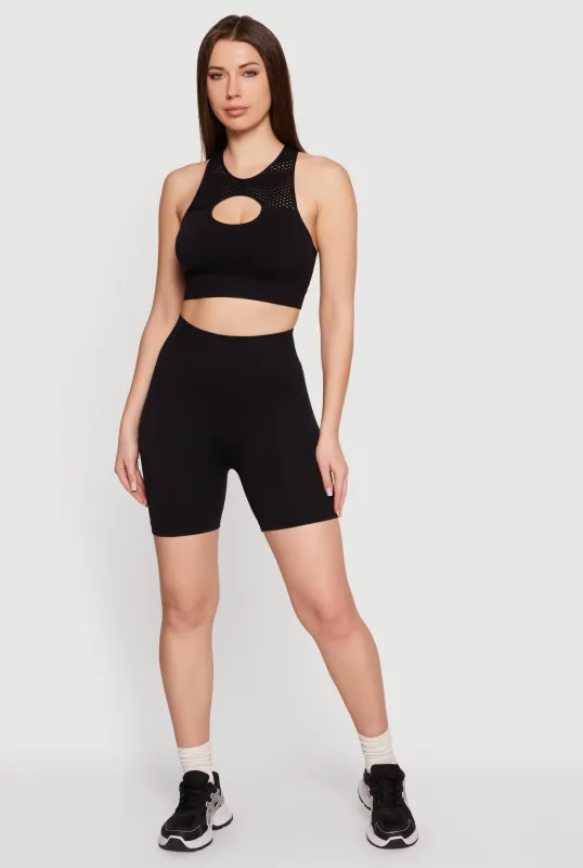 Solid Seamless Ribbed Bike Shorts made by Rainbow