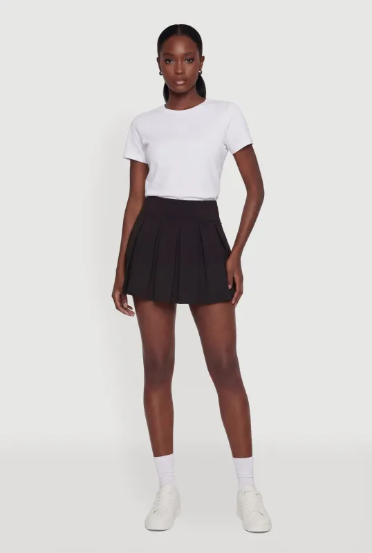 Pleated High Waisted Skirt with Cell Phone Pocket Shorts Lining made by Rainbow