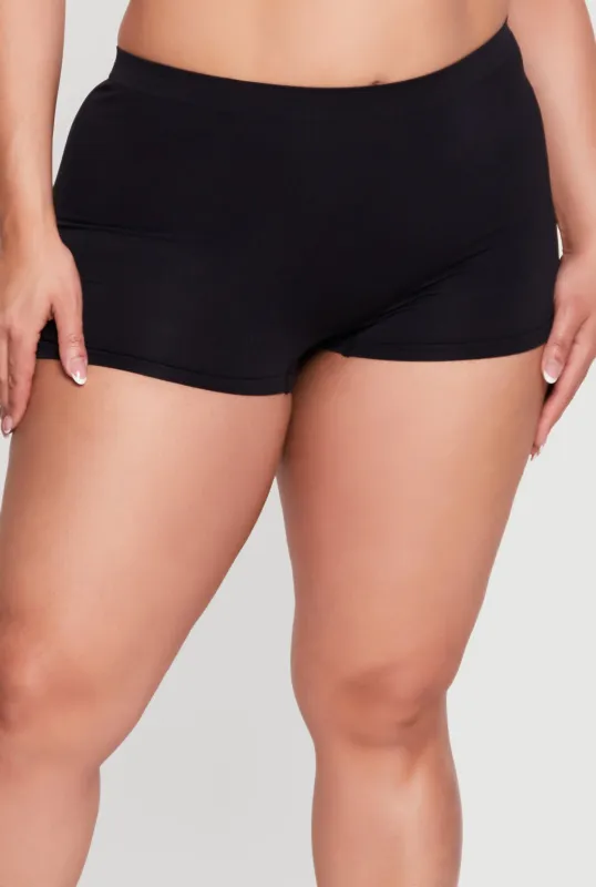 Plus Size Seamless Solid Boyshort Panty made by Rainbow