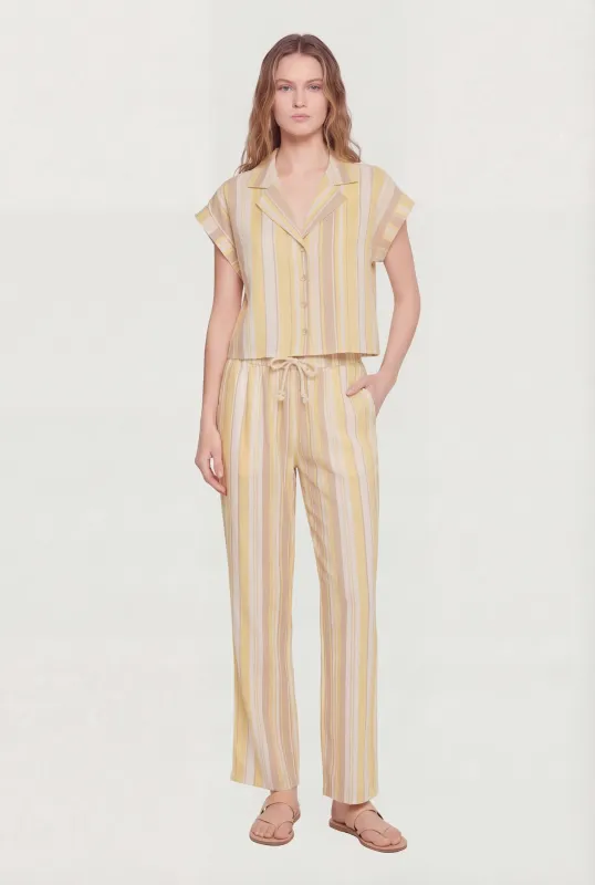 Striped Drawstring Waist Pull On Pants made by Rainbow