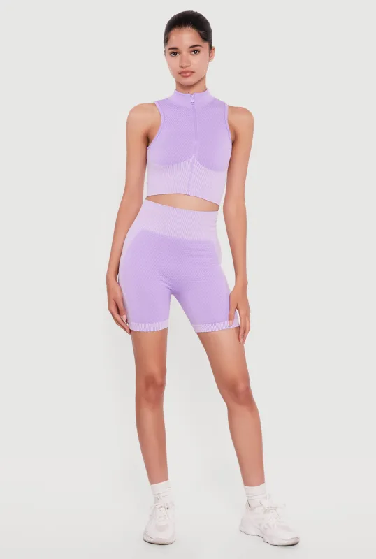 Stripe Detail Seamless High Waisted Bike Shorts made by Rainbow