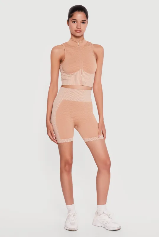 Stripe Detail Seamless High Waisted Bike Shorts made by Rainbow