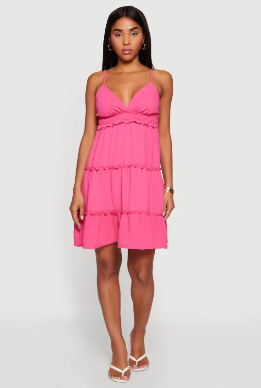 Crepe Knit V Neck Tiered Dress made by Rainbow