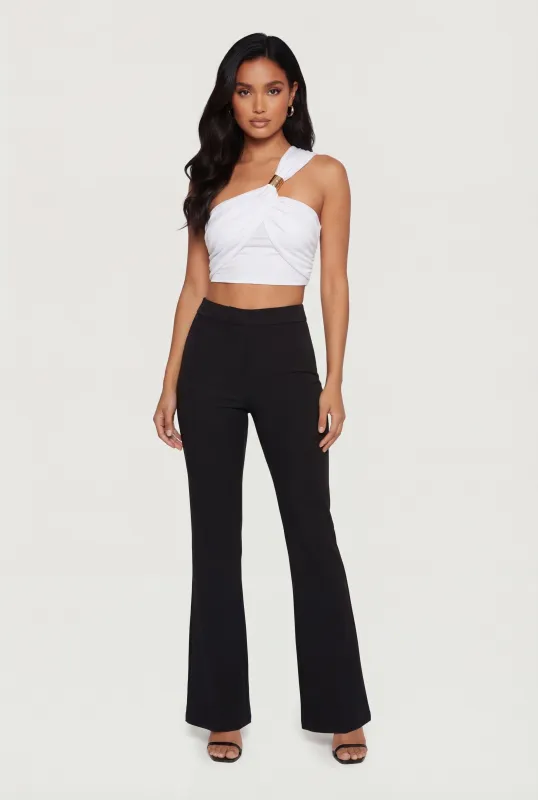 Metallic Detail Side Ruched Crop Top made by Rainbow