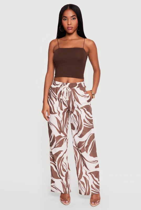 Printed Poplin Wide Leg Pants made by Rainbow